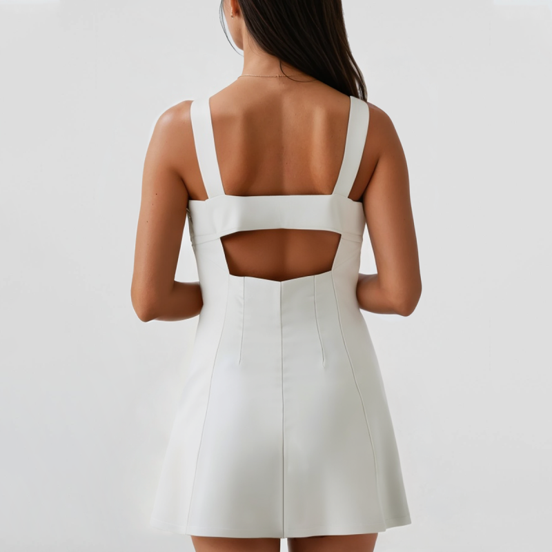 Summer White Hollow Back Thin Strap Dress - Image 2