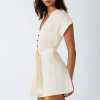 Summer Lapel Short Sleeve Mini Dress - Image 5