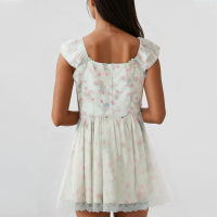 Summer Print Tie Front White Sleeveless Dress - Image 3