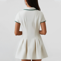 Summer White Lapel Short Sleeve Button Mini Dress - Image 3