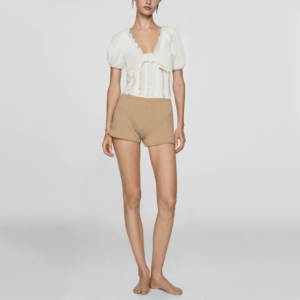 White V-neck short-sleeved ruffled casual fashion women's cover-up