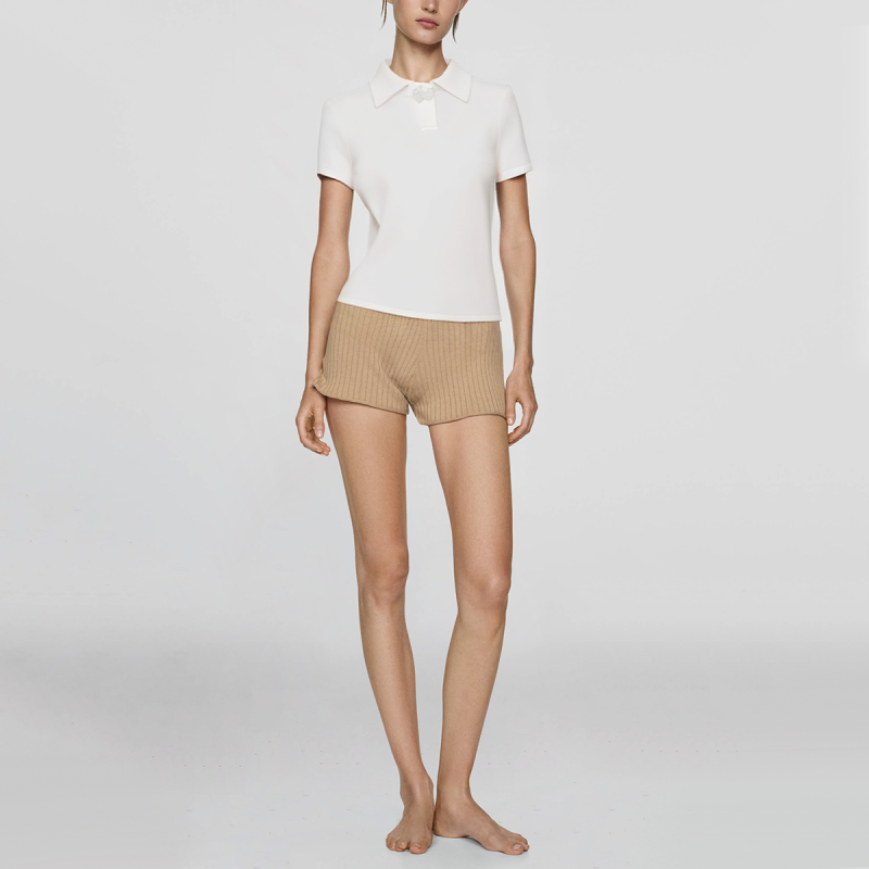 White Lapel Short Sleeve Casual Fashion Women's Polo T-Shirt