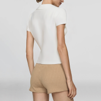 White Lapel Short Sleeve Casual Fashion Women's Polo T-Shirt - Image 3