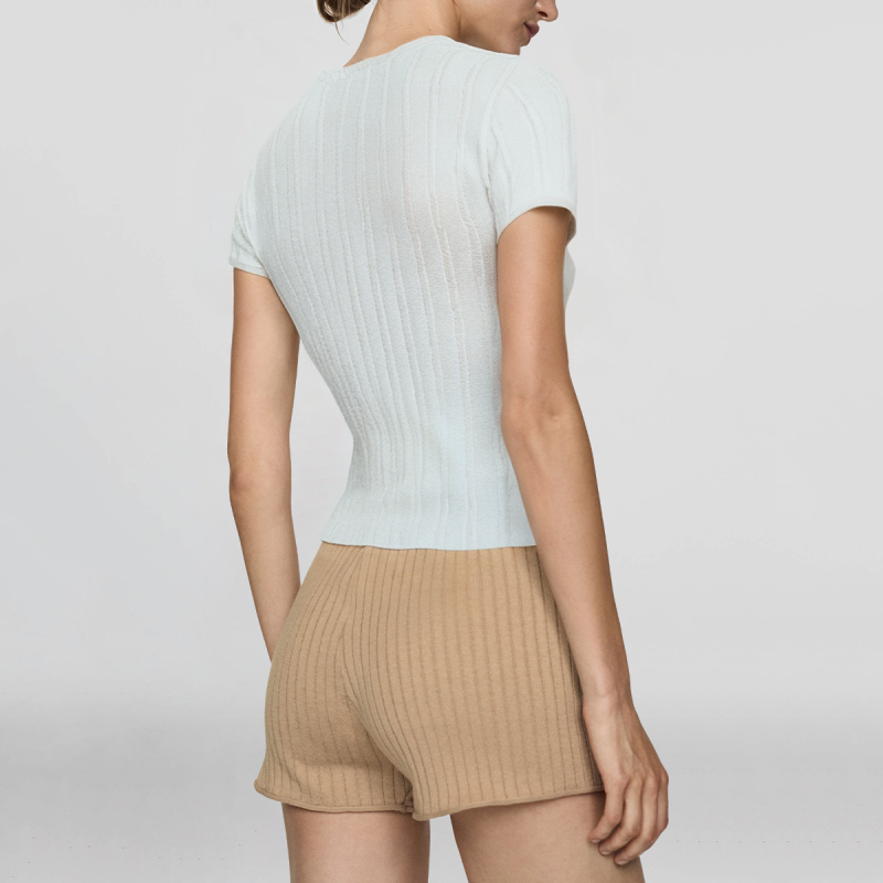 Square collar white short sleeve hot sale casual fashion summer women's T-shirt - Image 2