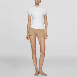 Lapel Short Sleeve White Button Casual Fashion Women's Shirt