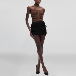 Brown Strapless Button Decoration Fashion Cropped Women's Casual Vest