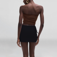 Brown Strapless Button Decoration Fashion Cropped Women's Casual Vest - Image 3