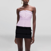 Purple Strapless Belt Button Decoration Casual Fashion Short Vest for Women - Image 5