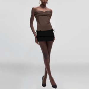 Solid color pleated design strapless women's fashion casual vest