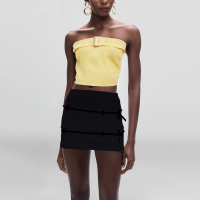 Bright Yellow Strapless Cropped Tank Top Women's - Image 5