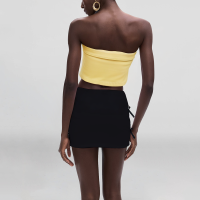 Bright Yellow Strapless Cropped Tank Top Women's - Image 3