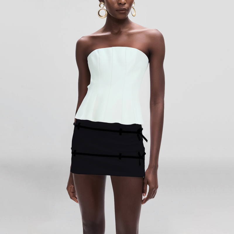 Strapless Zipper Solid Color Fashion Women's Crop Vest - Image 4