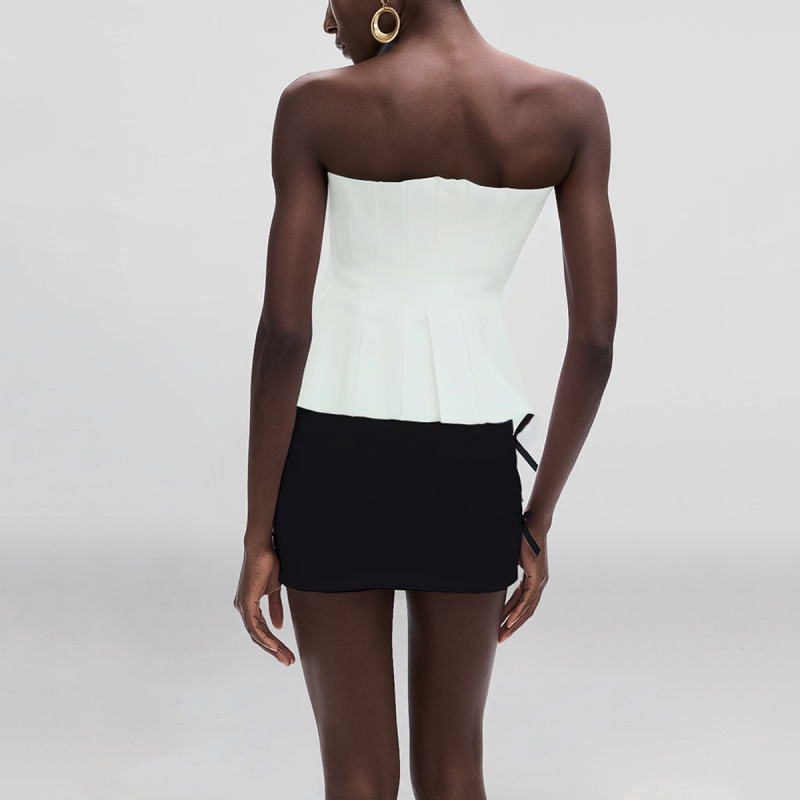 Strapless Zipper Solid Color Fashion Women's Crop Vest - Image 2