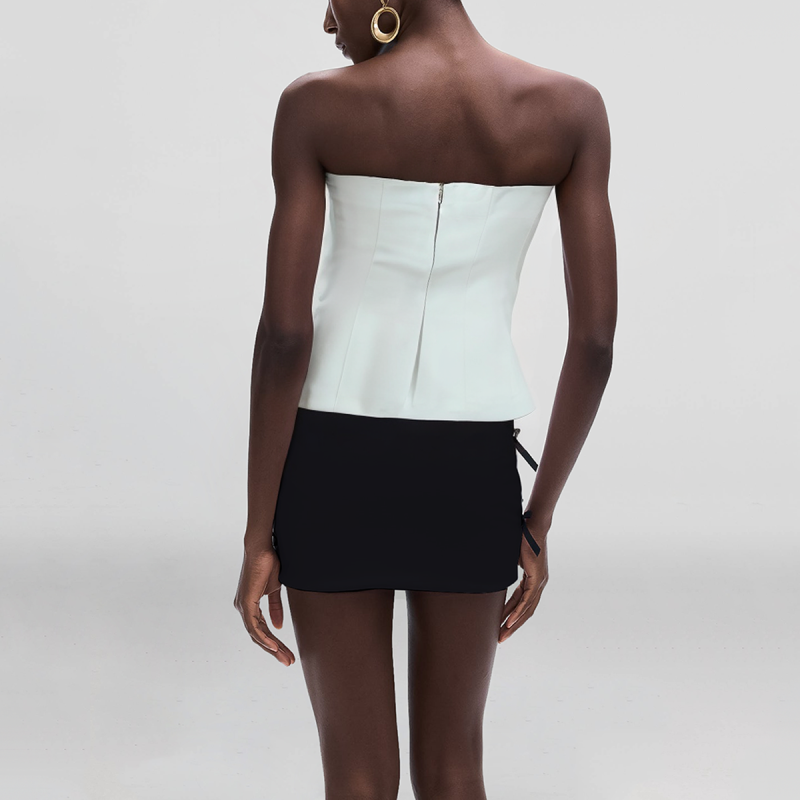 Strapless solid color zipper fly hot sale casual fashion women's cropped vest - Image 2