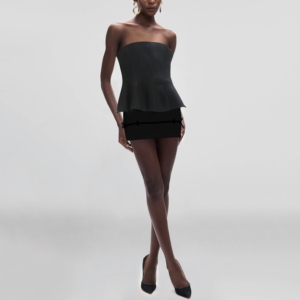 Solid Color Strapless Zipper Fly Casual Fashion Women's Crop Tank Top