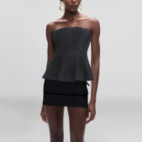 Solid Color Strapless Zipper Fly Casual Fashion Women's Crop Tank Top - Image 5