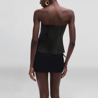 Solid Color Strapless Zipper Fly Casual Fashion Women's Crop Tank Top - Image 3