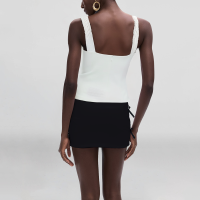 Shoulder Strap Embroidery Eyelet White Casual Fashion Women's Cotton Vest - Image 3