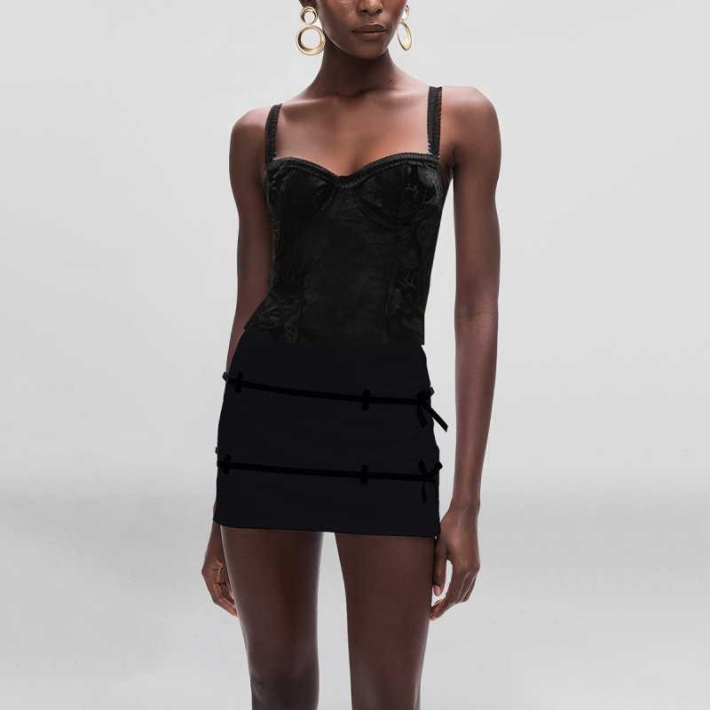 Shoulder Strap Black Floral Lace Casual Fashion Women's Cropped Vest - Image 4