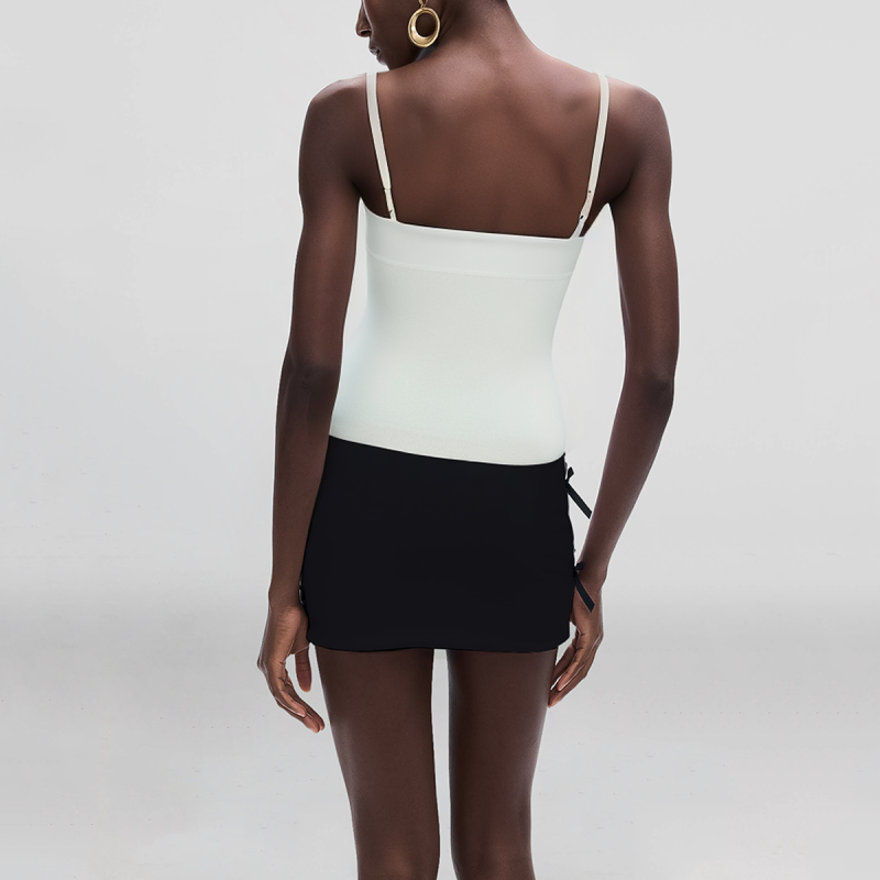 Spaghetti Strap White Knitted Casual Fashion Women's Vest - Image 2