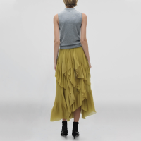 Elastic waist front ruffle hot sale casual fashion women's long skirt - Image 3