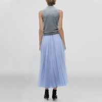 Elastic waist blue hot sale casual fashion women's long pleated skirt - Image 3