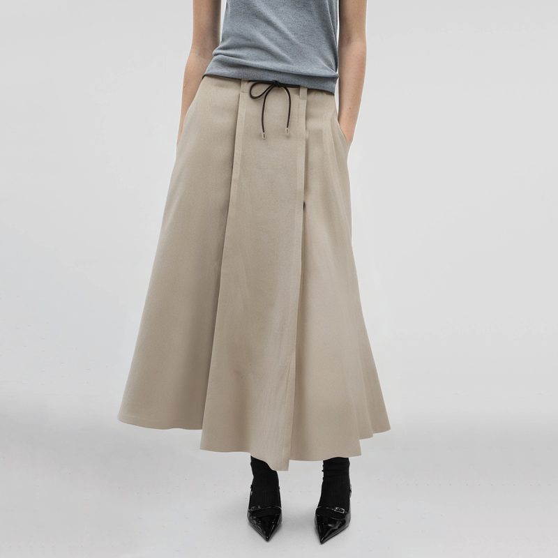 Beige Front Slit Waistband Casual Fashion Women's Maxi Dress - Image 4