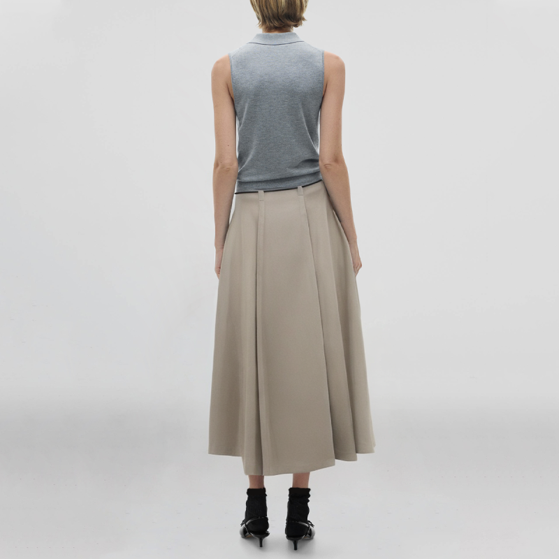 Beige Front Slit Waistband Casual Fashion Women's Maxi Dress - Image 2