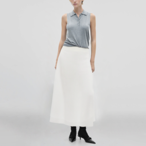 White zipper fly hot sale casual fashion women's long skirt