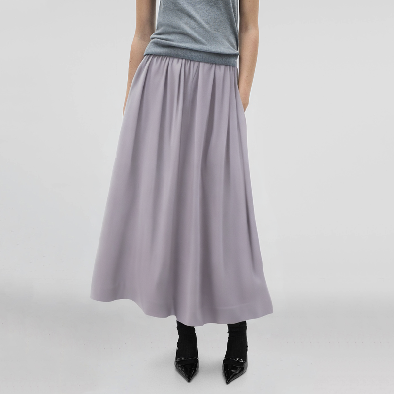 Elastic waist purple casual fashion women's long skirt - Image 4
