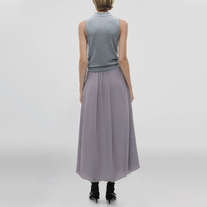 Elastic waist purple casual fashion women's long skirt - Image 2