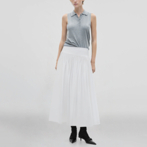 Elastic waist white casual fashion women's long skirt