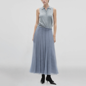 Elastic waist blue hot sale casual fashion women's long skirt