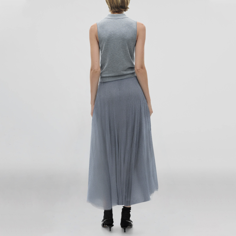 Elastic waist blue hot sale casual fashion women's long skirt - Image 2