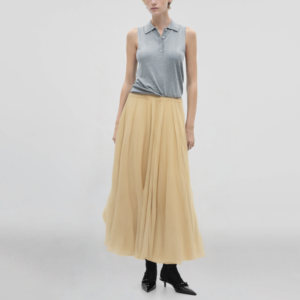 Elastic waist yellow hot sale casual fashion women's long skirt