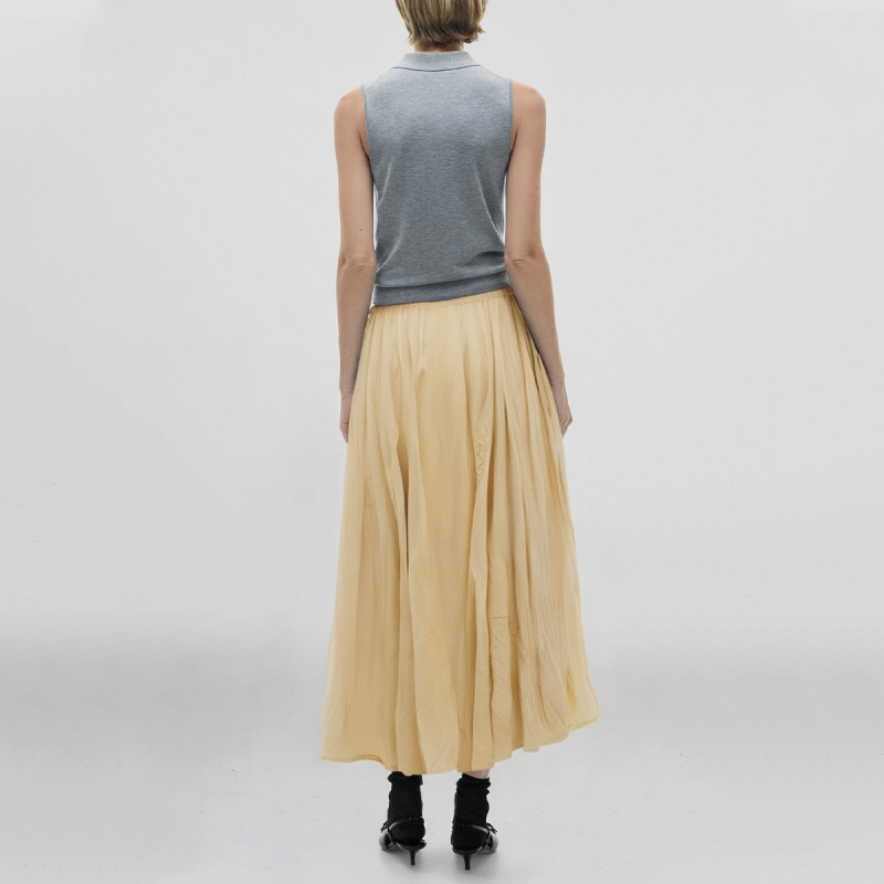 Elastic waist yellow hot sale casual fashion women's long skirt - Image 2