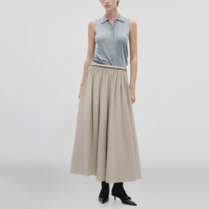 Elastic waist beige hot sale casual fashion women's long skirt