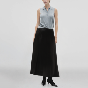Elastic waist black hot sale casual fashion long velvet skirt for women