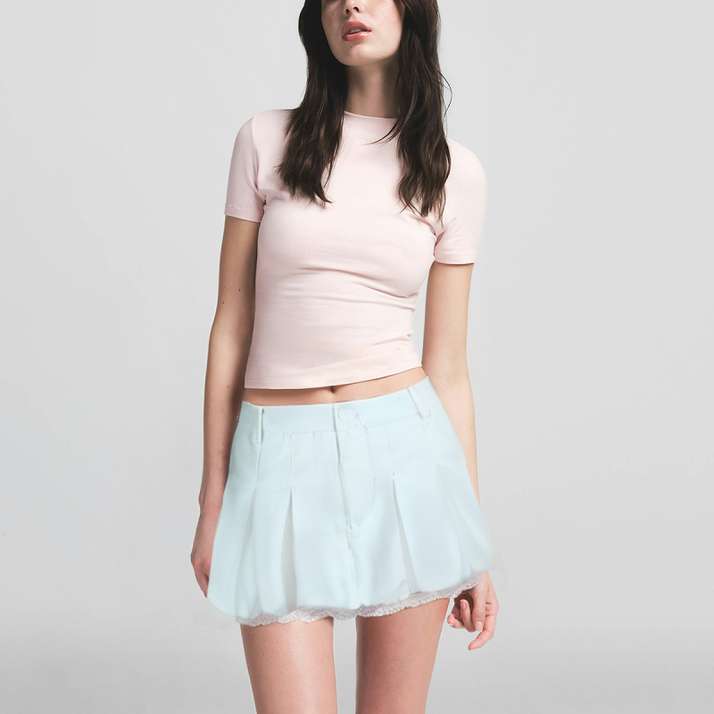 Solid Color Cotton Zipper A-Line Mini Skirt Women's Casual Short Skirt - Image 4