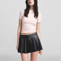Black PU Leather Zipper Pleated Mini Skirt Women's Casual Fashion Short Skirt - Image 5