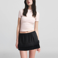 Black Zipper Pleated Mini Skirt Women's Casual A-Line Skirt - Image 5