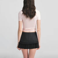 Black Zipper Pleated Mini Skirt Women's Casual A-Line Skirt - Image 3