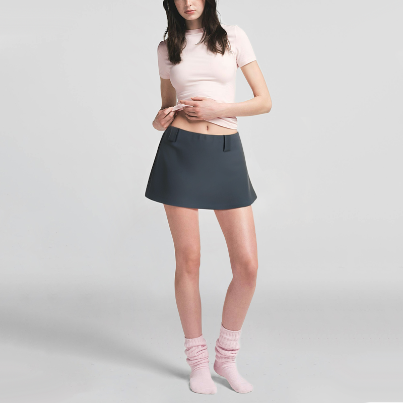 Solid color zipper placket hot sale ladies casual fashion mini skirt