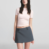 Solid color zipper placket hot sale ladies casual fashion mini skirt - Image 5