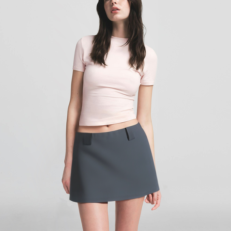 Solid color zipper placket hot sale ladies casual fashion mini skirt - Image 4