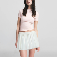 Elastic Waist Solid Color Pleated Casual Fashion Mini Skirt - Image 5