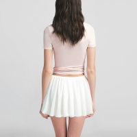 Elastic Waist Solid Color Pleated Casual Fashion Mini Skirt - Image 3