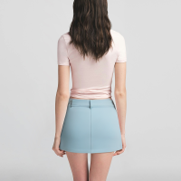 Light blue zipper fly casual fashion mini skirt for women - Image 3