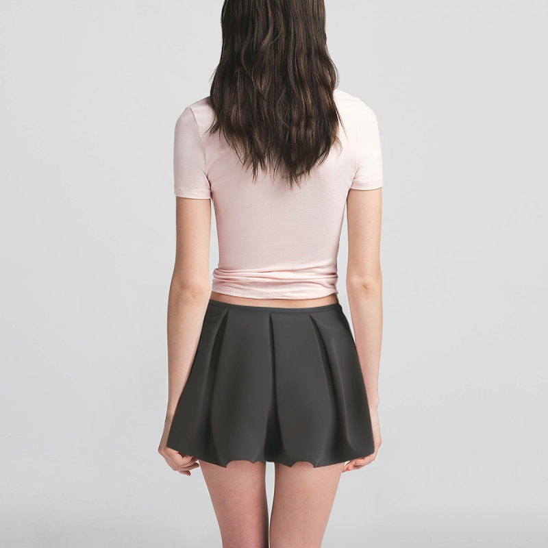 Front Tie Solid Color Casual Fashion Mini Skirt Women's Shorts - Image 2
