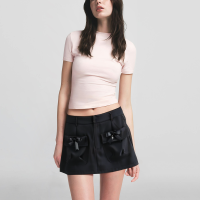Front Tie Pocket Black Zipper Fly Casual Women's Shorts - Image 5